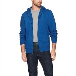 New Men's Standard Full-Zip Hooded Fleece Sweatshirt Blue XXL